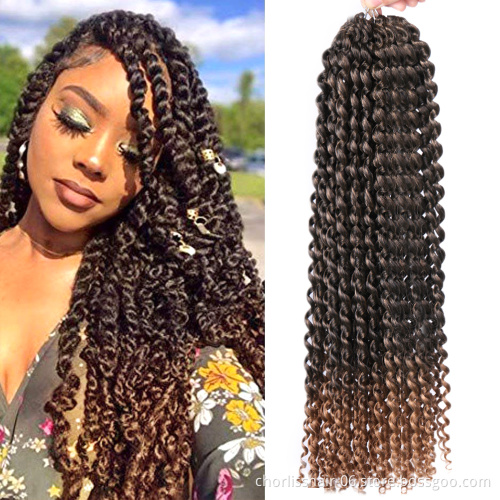 Ombre18 Inch Curly Passion Twist Crochet Braiding Hair Water Wave Synthetic Braids Hair Passion Twist Crochet Hair For Woman